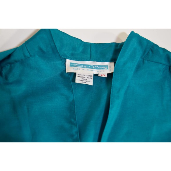 Vintage DeMura turquoise blouse button down size 10 - Picture 3 of 4